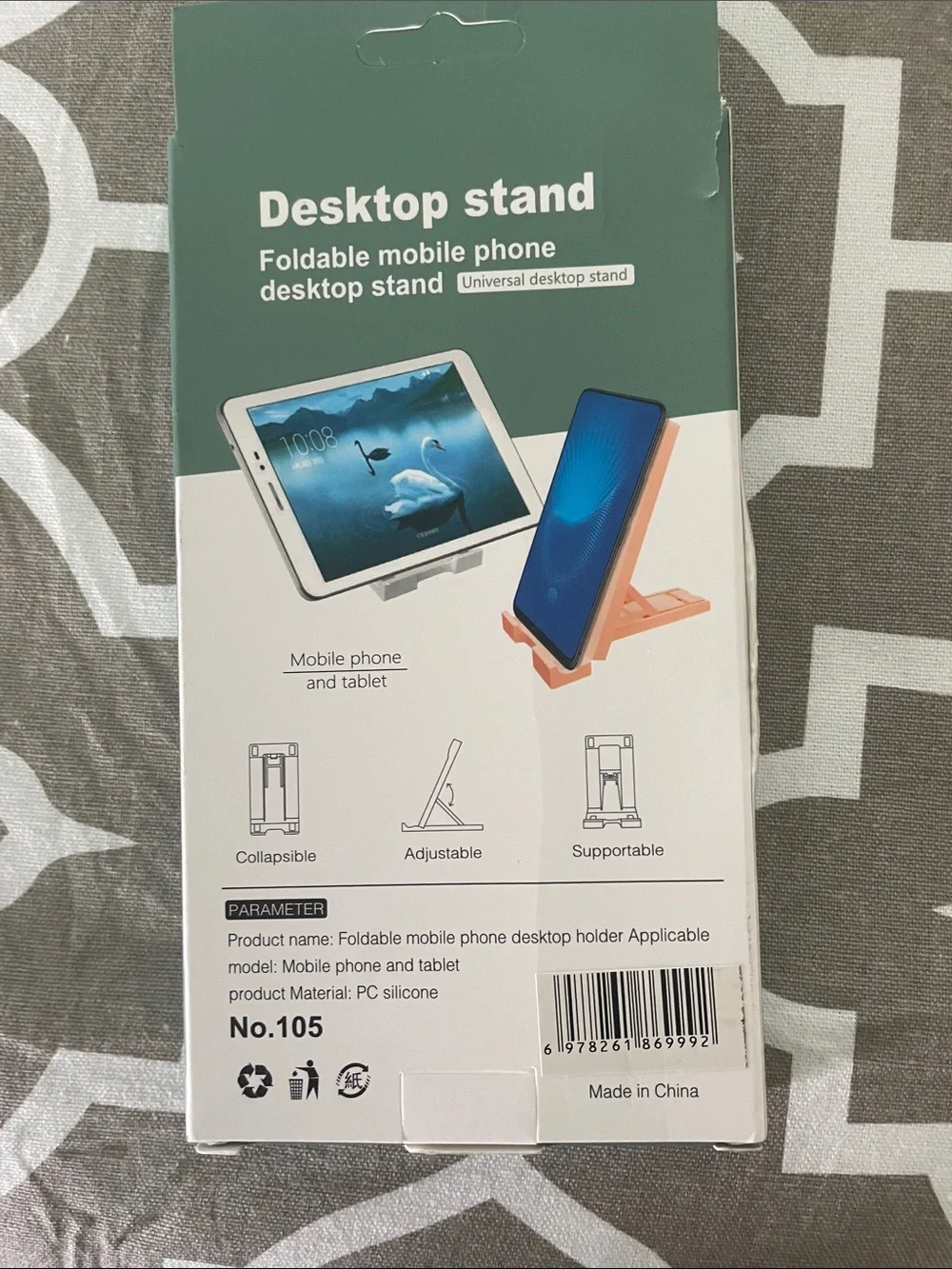 Amazon Foldable Desktop Phone Stand in White and Green